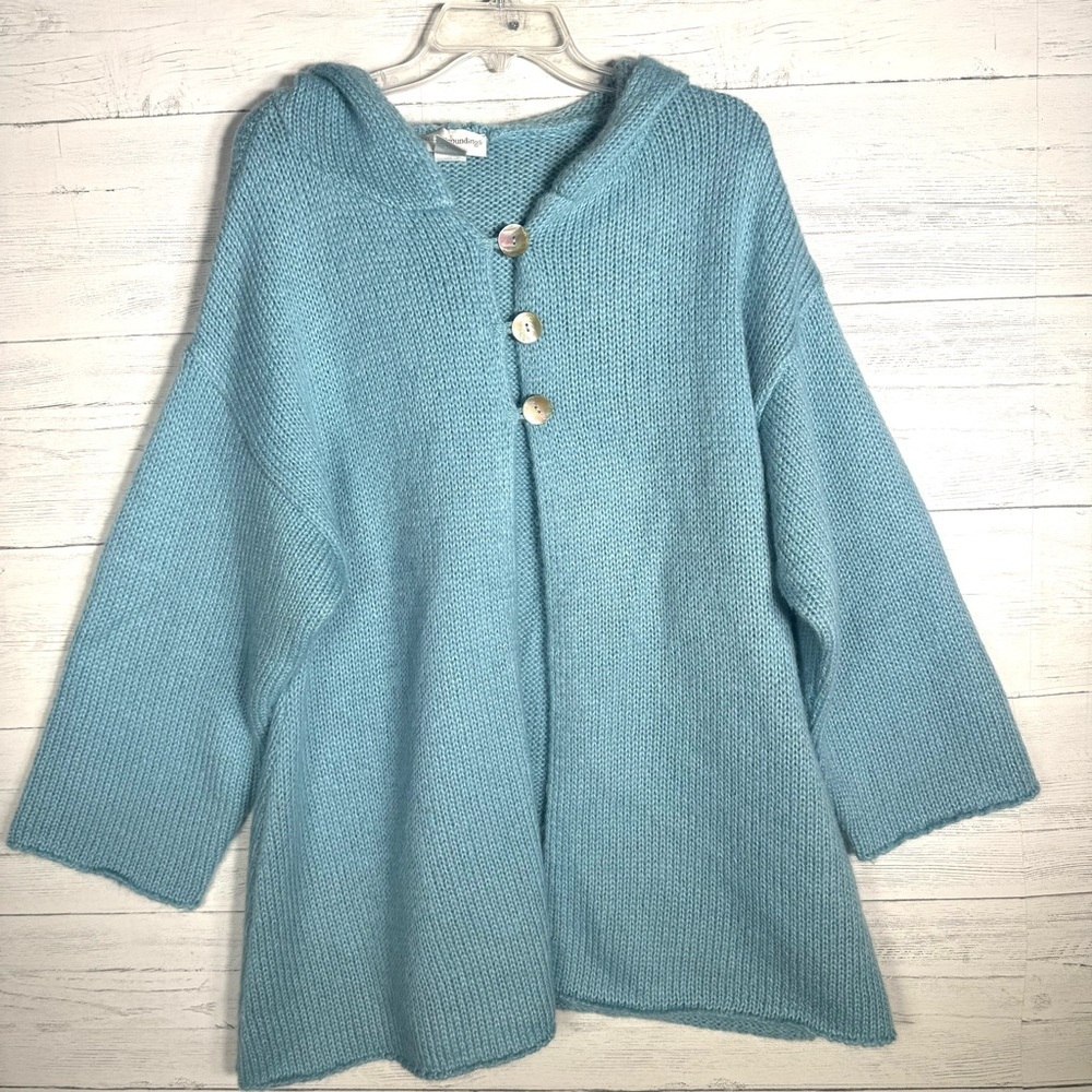 Soft Surroundings Mohair Wool Blend Hooded Long Cardigan Sweater